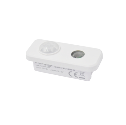 Sensore di movimento PIR 12Vdc con attenuazione da 0 a 10V per la luce del pannello, funzione di priorità della luce diurna